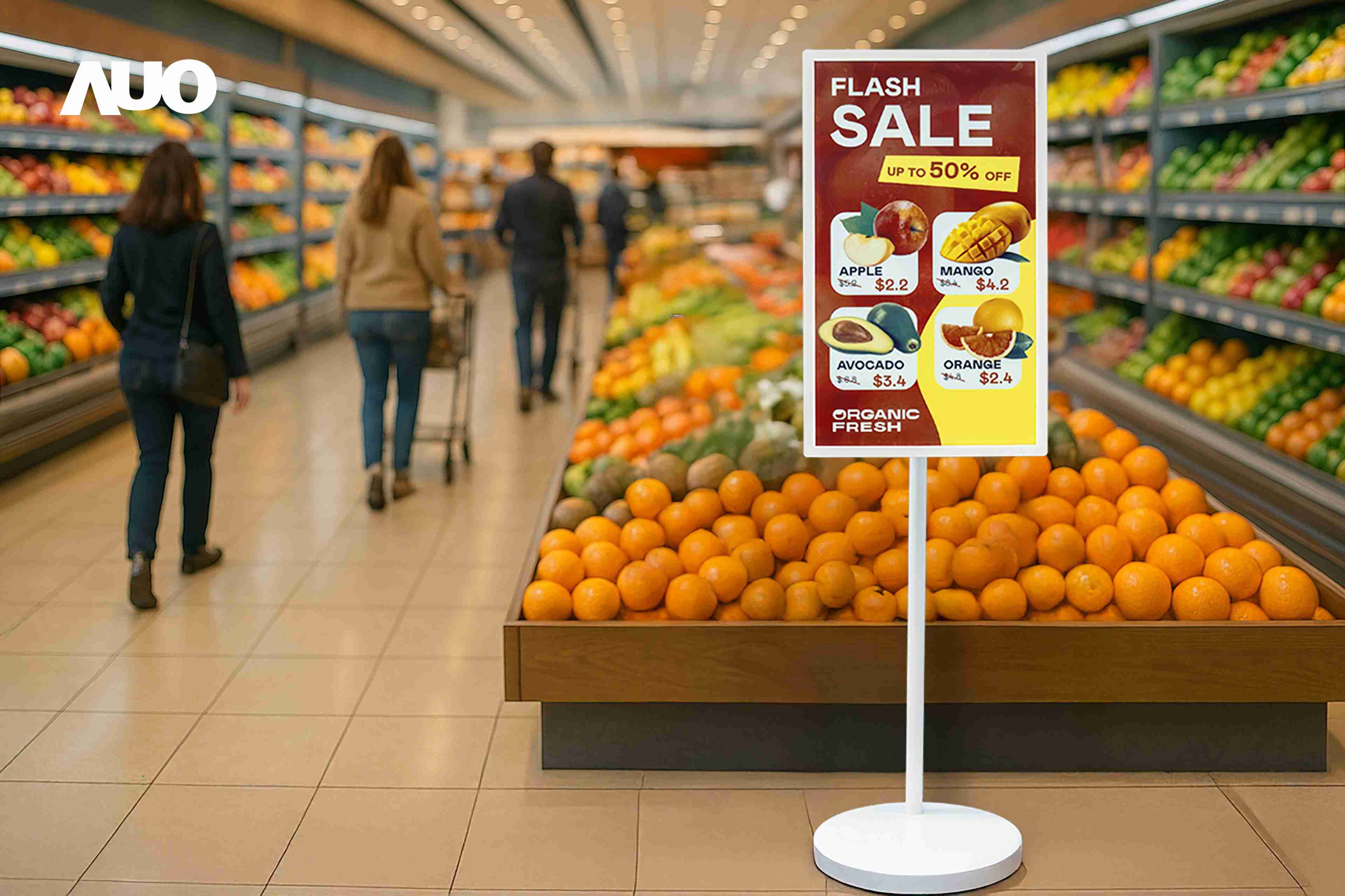 达擎首亮相低功耗、、全彩的〝aecoPost电子纸解决方案〞，，，仅在更新画面时需要微量的电力驱动，，无需布建电线的便捷设计，，使其可灵活应用、、随意置放，，，并可透过云端或行动装置app，，，，轻松管理及排程广告内容，，，晋升店头营销利器。。